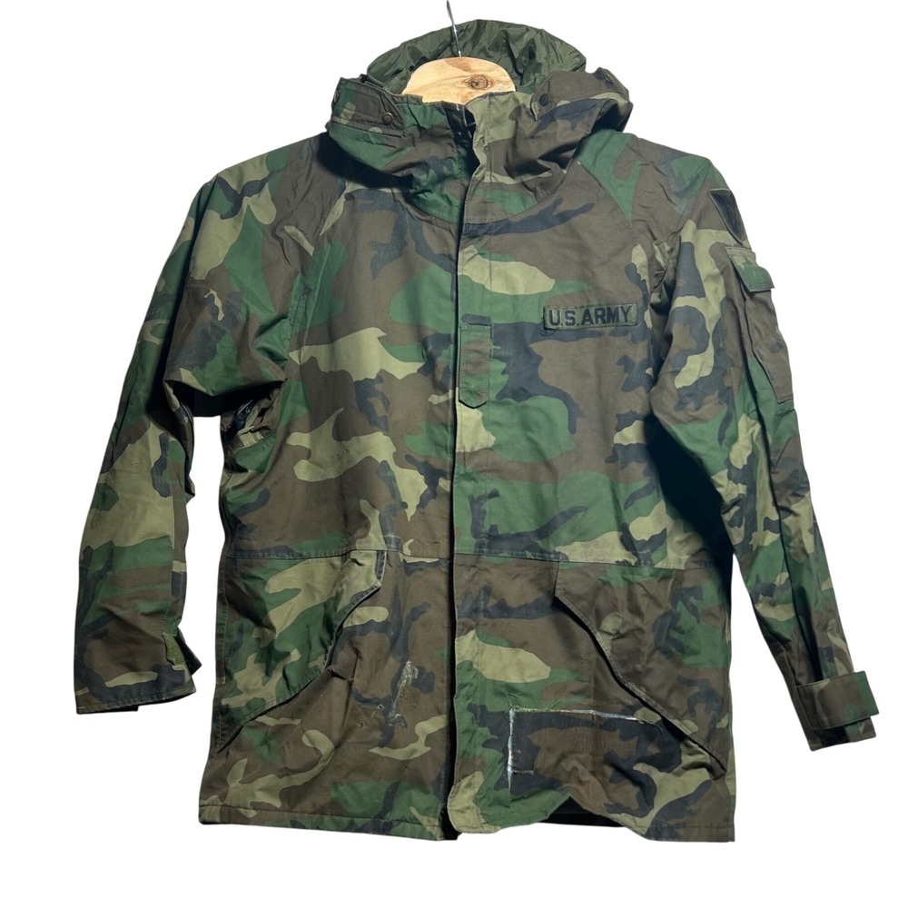 US Army Woodland Cam Cold‎ Weather Parka Jacket Tennessee Apparel Large Long